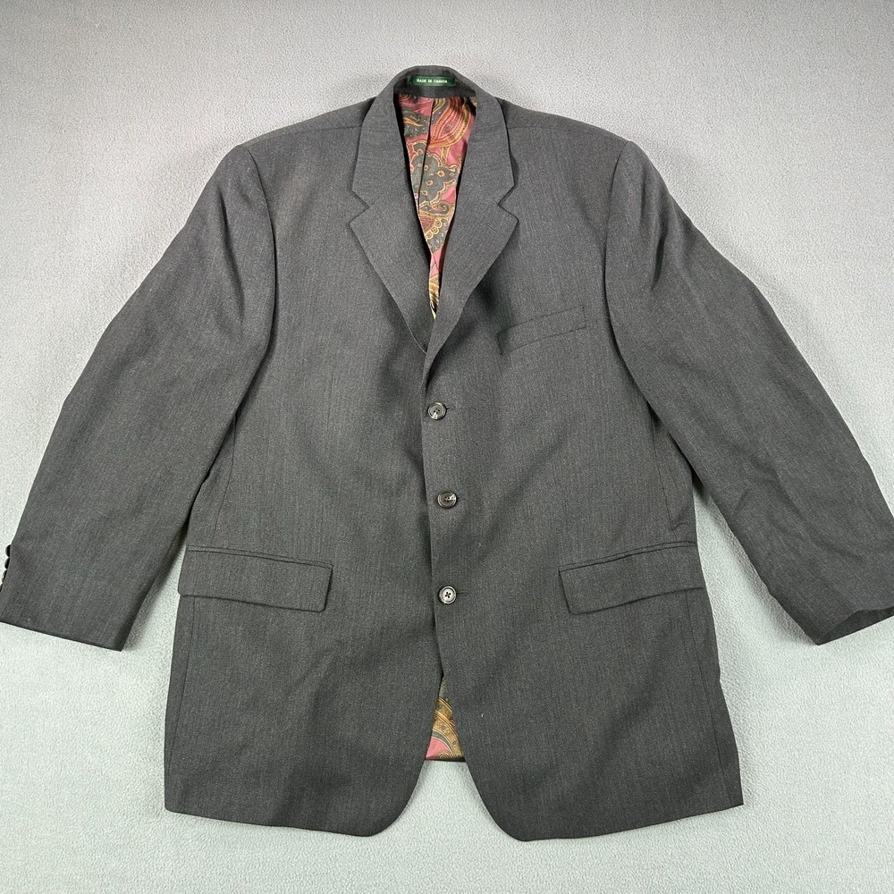 Lauren Ralph Lauren Blazer Mens Size 46R Dark Gray 100% Wool Sport Coat Three‎